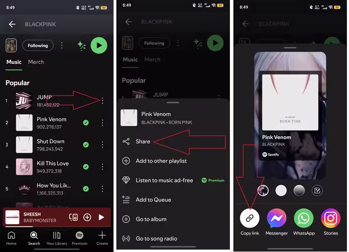 How to Copy a Spotify Song Link on Android or iOS?